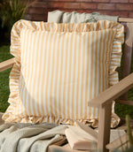 Millie Ruffle Yellow Striped Outdoor Cushion