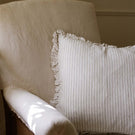 The Provence Ticking Stripe Washed Linen Cushion Taupe