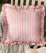 Millie Ruffle Pink Striped Outdoor Cushion