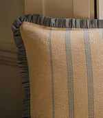 The Rustic Stripe Ruffle Square Cushion Denim