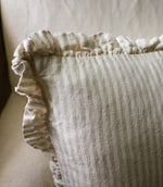 The Provence Ticking Stripe Washed Linen Cushion Taupe
