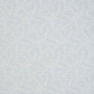Detailed view of woven leaf design fabric in light blue and off-white shades, showing an intricate, repeating foliage pattern with a gentle, tactile finish.