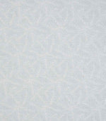 Detailed view of woven leaf design fabric in light blue and off-white shades, showing an intricate, repeating foliage pattern with a gentle, tactile finish.