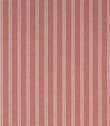 Woven stripe fabric featuring a warm terracotta base with narrow cream and deep red vertical stripes, classic ticking style with a soft, textured finish.