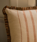 The Rustic Stripe Ruffle Square Cushion Brick