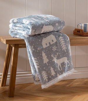 Winter Walk Fleece Mist Blue Throw