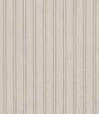 Woven stripe fabric with a light neutral linen-look ground and muted green and white vertical stripes, understated and softly textured.