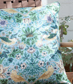 Strawberry Thief Mineral / Yellow Piped Outdoor Cushion