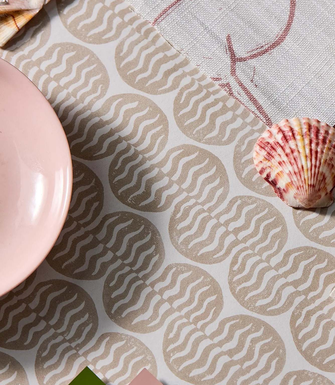 Raft Stripe Print Fabric / Dusk Pink