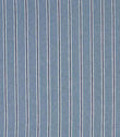 Woven stripe fabric in a soft blue tone with crisp white and navy vertical ticking stripes, lightly textured with a relaxed, coastal feel.