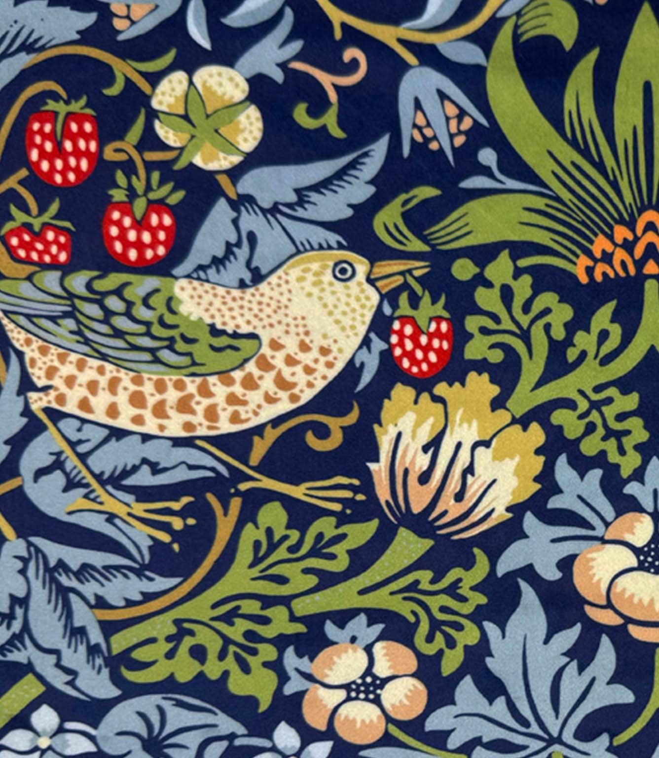 Strawberry Thief Velvet Fabric / Bluebell