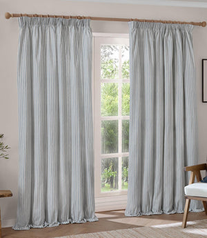 Hebden Mineral Blue Blackout Pencil Pleat Curtains
