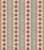 Seamless repeat of Indira Stripe designer fabric showing striped layout with repeating floral motif for upholstery and soft furnishings