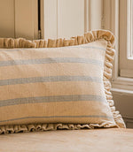 The Rustic Stripe Ruffle Rectangle Cushion Denim