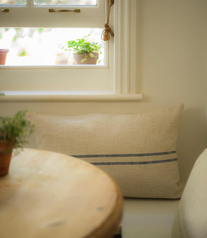 Small Carbis Bay 2 Stripe Cushion Blue