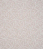 Detailed view of contemporary woven foliage fabric featuring an organic leaf motif in neutral beige and ivory shades, highlighting its fine texture and layered pattern.