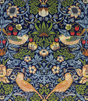 Strawberry Thief Velvet Fabric / Bluebell