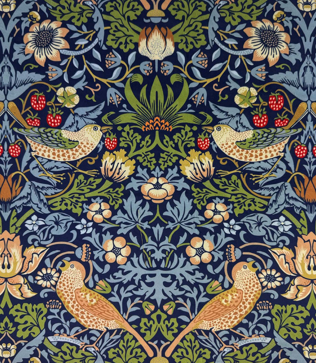 Strawberry Thief Velvet Fabric / Bluebell