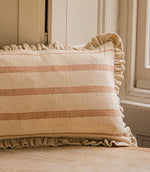 The Rustic Stripe Ruffle Rectangle Cushion Brick
