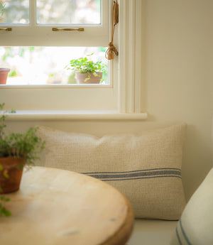 Small Carbis Bay 3 Stripe Cushion Blue