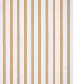 Woven stripe fabric with a soft cream ground and narrow vertical stripes in warm golden beige, evenly spaced for a clean, classic look.