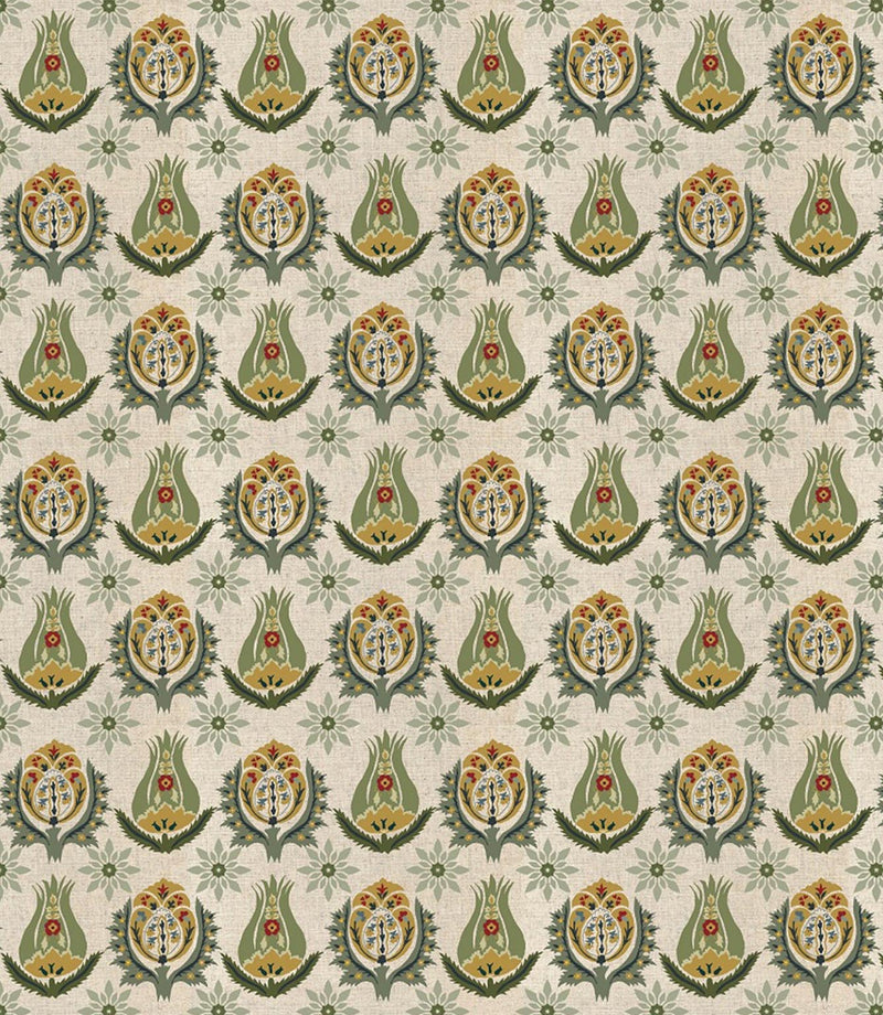 Seamless repeat of Talia designer fabric showing detailed small scale floral design for upholstery curtains and soft furnishings