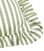 Millie Ruffle Green Striped Outdoor Cushion