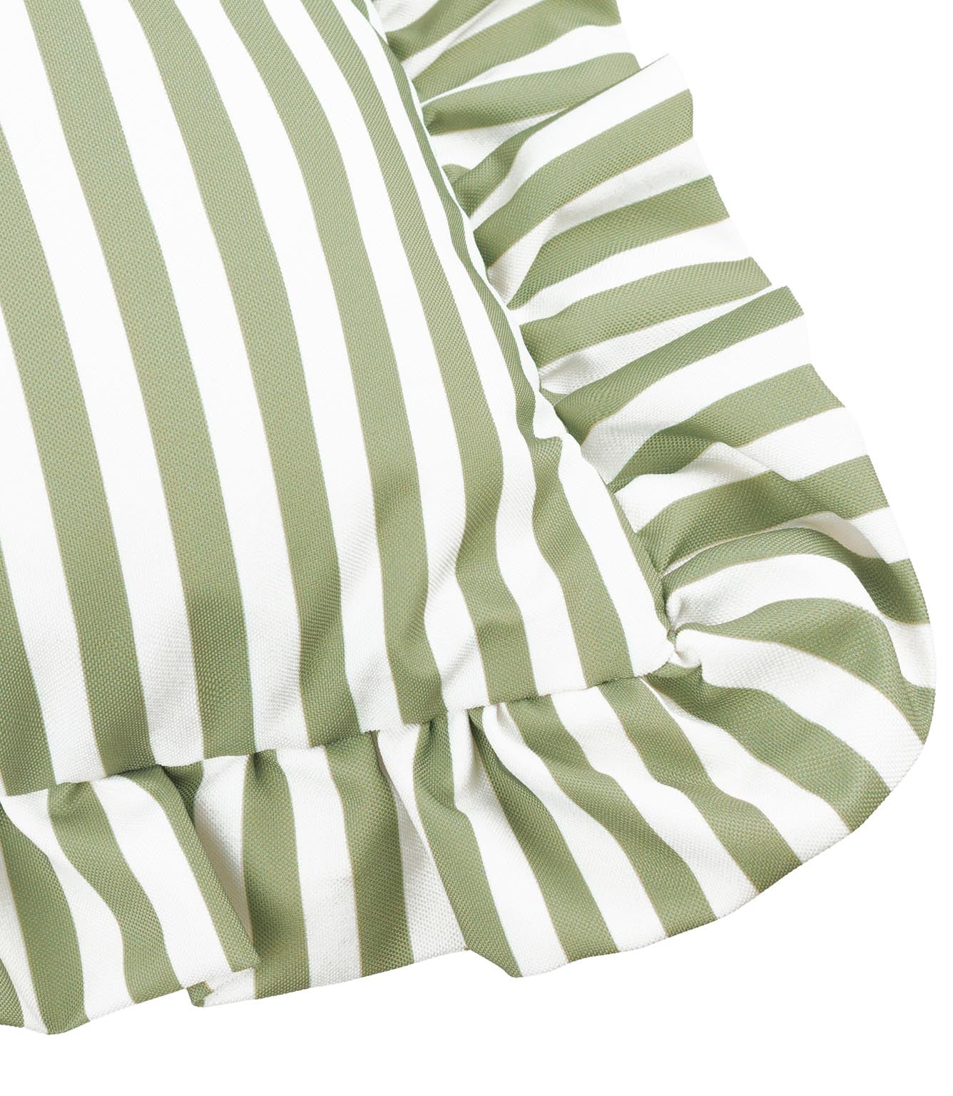 Millie Ruffle Green Striped Outdoor Cushion