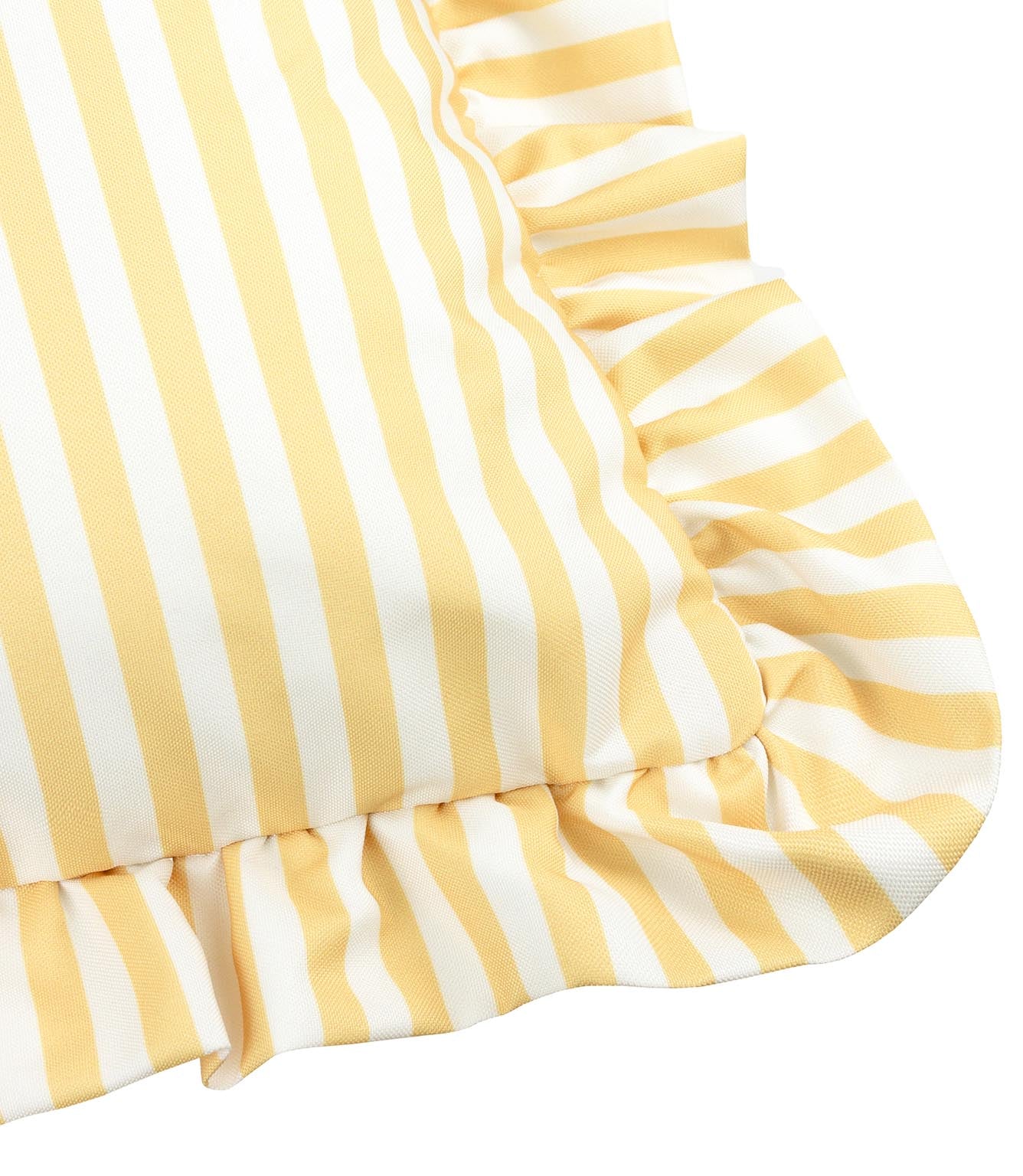 Millie Ruffle Yellow Striped Outdoor Cushion
