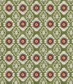 Maya designer fabric with small scale floral pattern and repeating stylised motif, suitable for curtains blinds cushions and upholstery