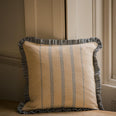 The Rustic Stripe Ruffle Square Cushion Denim