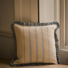 The Rustic Stripe Ruffle Square Cushion Denim