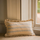 The Rustic Stripe Ruffle Rectangle Cushion Denim