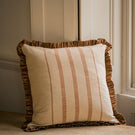 The Rustic Stripe Ruffle Square Cushion Brick