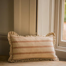 The Rustic Stripe Ruffle Rectangle Cushion Brick