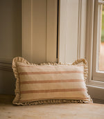 The Rustic Stripe Ruffle Rectangle Cushion Brick