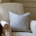 The Provence Ticking Stripe Washed Linen Cushion Blue