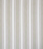 Woven stripe fabric with fine and varied vertical lines in soft green tones on a light neutral background, offering a subtle, natural look with gentle texture and an easy, relaxed rhythm.