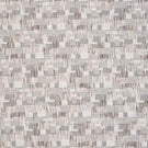 Detailed view of contemporary woven fabric showing a small-scale geometric check design in muted grey and natural tones, with subtle variation in texture and depth.