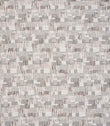 Detailed view of contemporary woven fabric showing a small-scale geometric check design in muted grey and natural tones, with subtle variation in texture and depth.