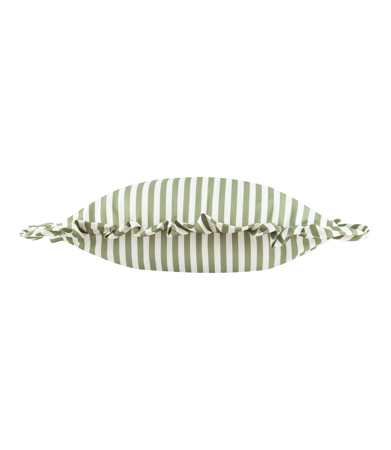 Millie Ruffle Green Striped Outdoor Cushion