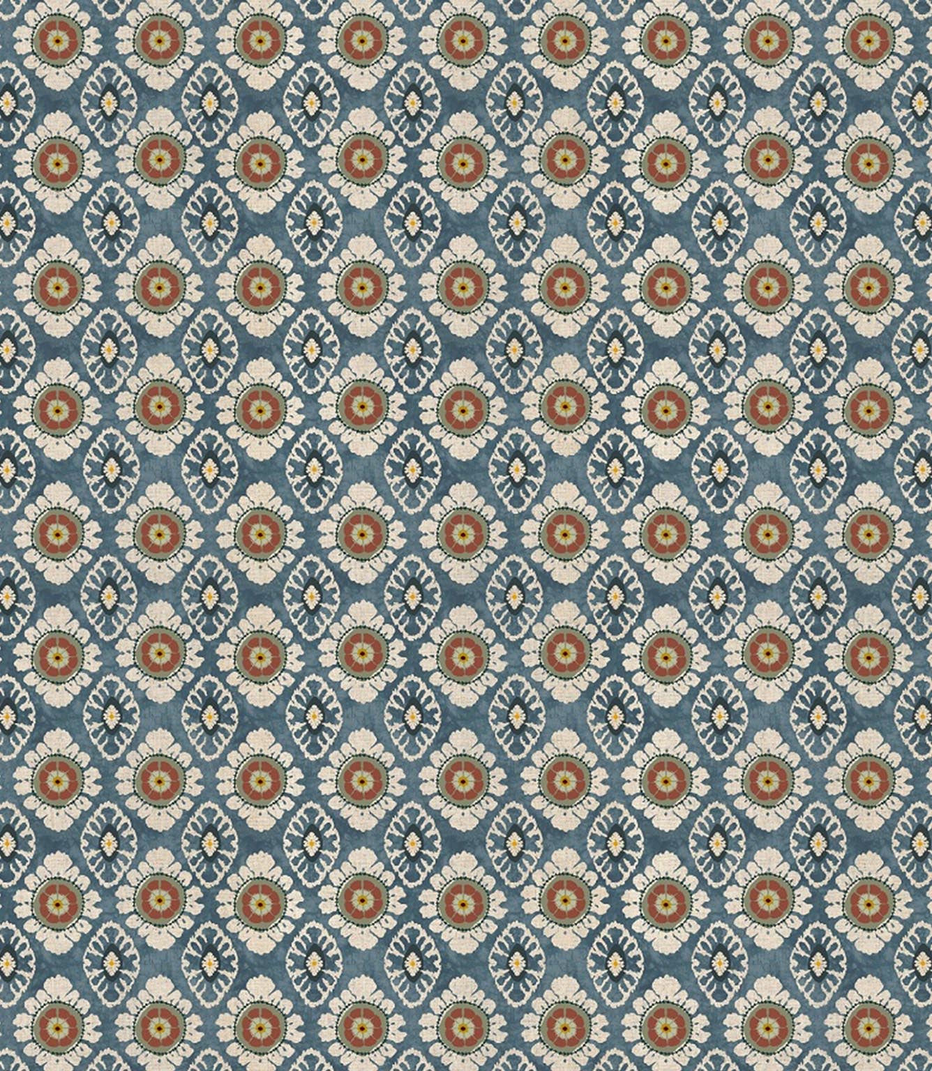 Seamless repeat of Maya designer fabric showing detailed small scale floral design for upholstery curtains and soft furnishings