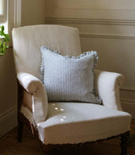 The Provence Ticking Stripe Washed Linen Cushion Blue