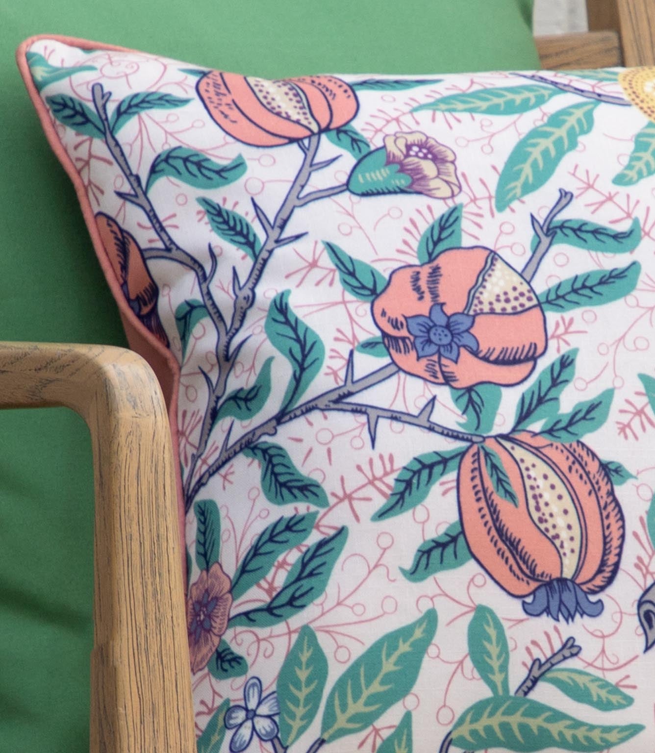 Fruits Coral / Lemon Piped Outdoor Cushion