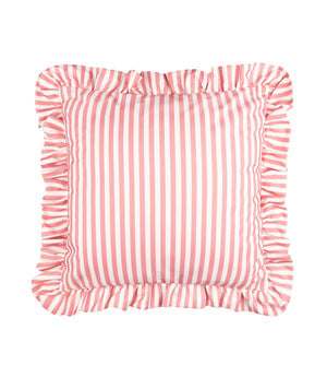 Millie Ruffle Pink Striped Outdoor Cushion