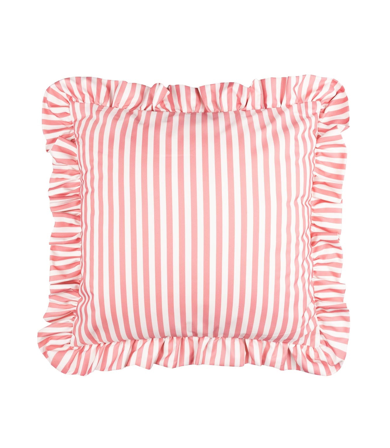 Millie Ruffle Pink Striped Outdoor Cushion