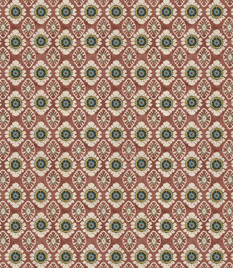 Seamless repeat of Maya designer fabric showing detailed small scale floral motif for upholstery curtains and soft furnishings