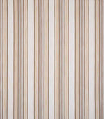Woven stripe upholstery fabric in soft beige and neutral tones with fine linear detailing and subtle texture.