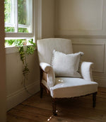 The Provence Ticking Stripe Washed Linen Cushion Olive