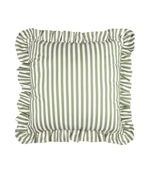 Millie Ruffle Green Striped Outdoor Cushion